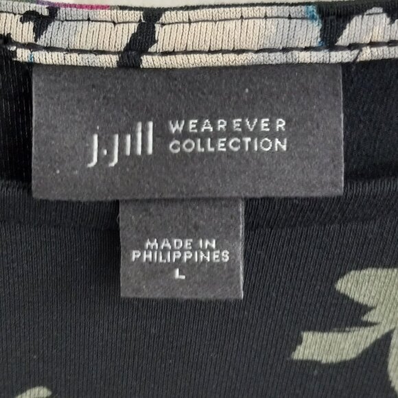 J.Jill Blouse Tunic Womens Size L Black Floral Long Flowy Knit Top Stretch - Picture 6 of 11